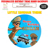 PSI Little Singham Theme Customized Round Backdrop
