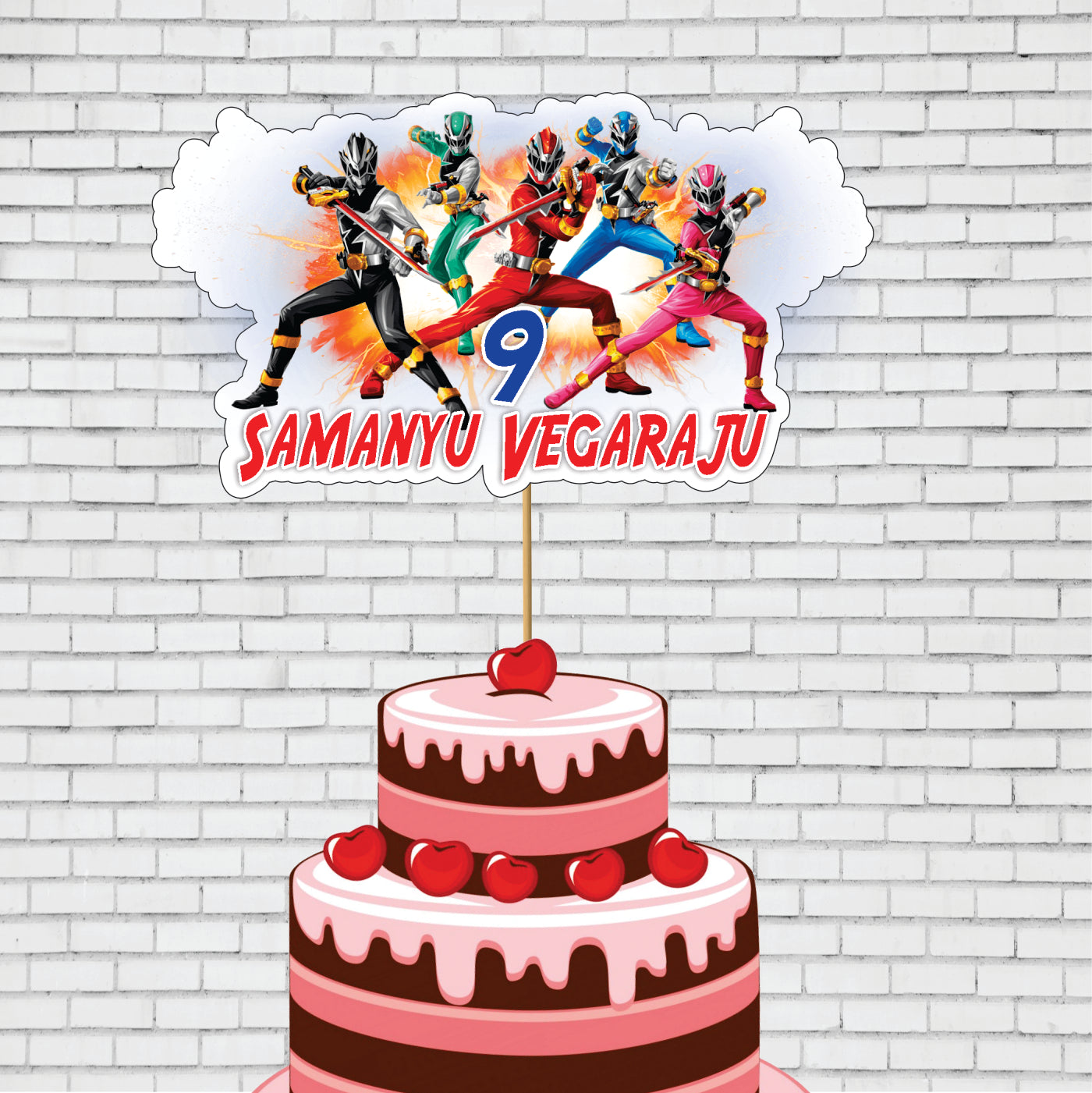 PSI Power Rangers Theme Cake Topper