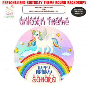 Unicorn Theme Customized Round Backdrop