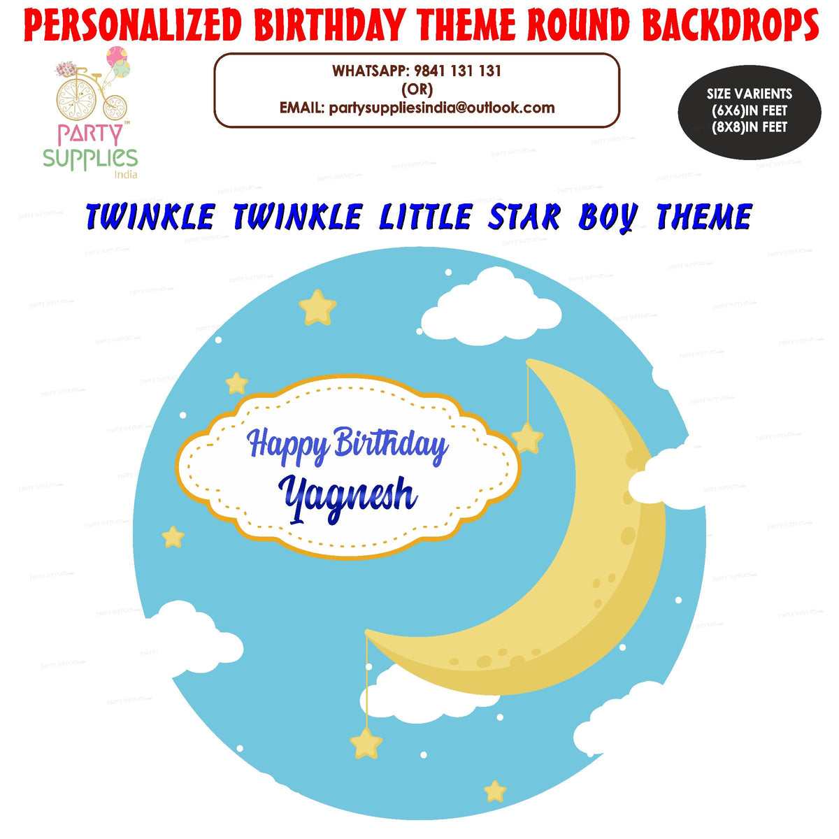 PSI Twinkle Twinkle Little Star Boy Theme Customized Round Backdrop