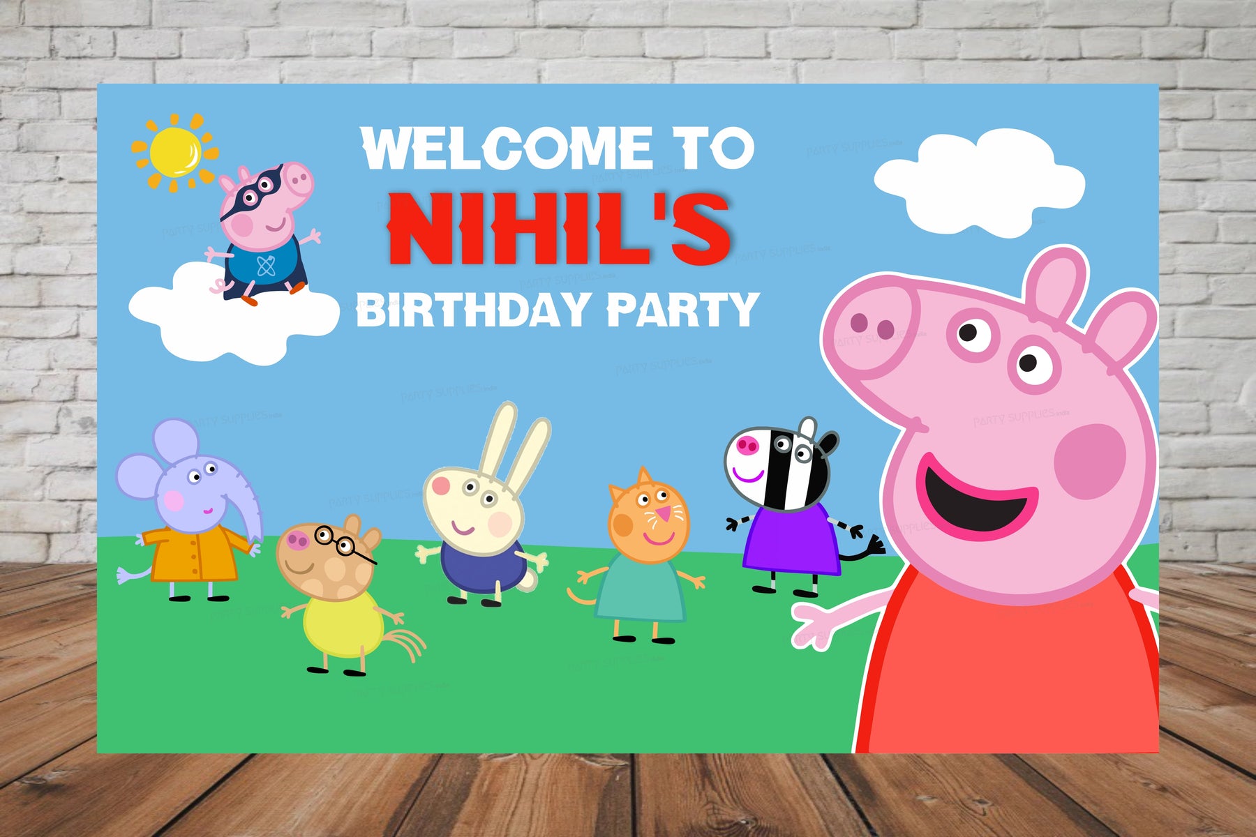 PSI Peppa Pig Theme Boy Personalized Welcome Board
