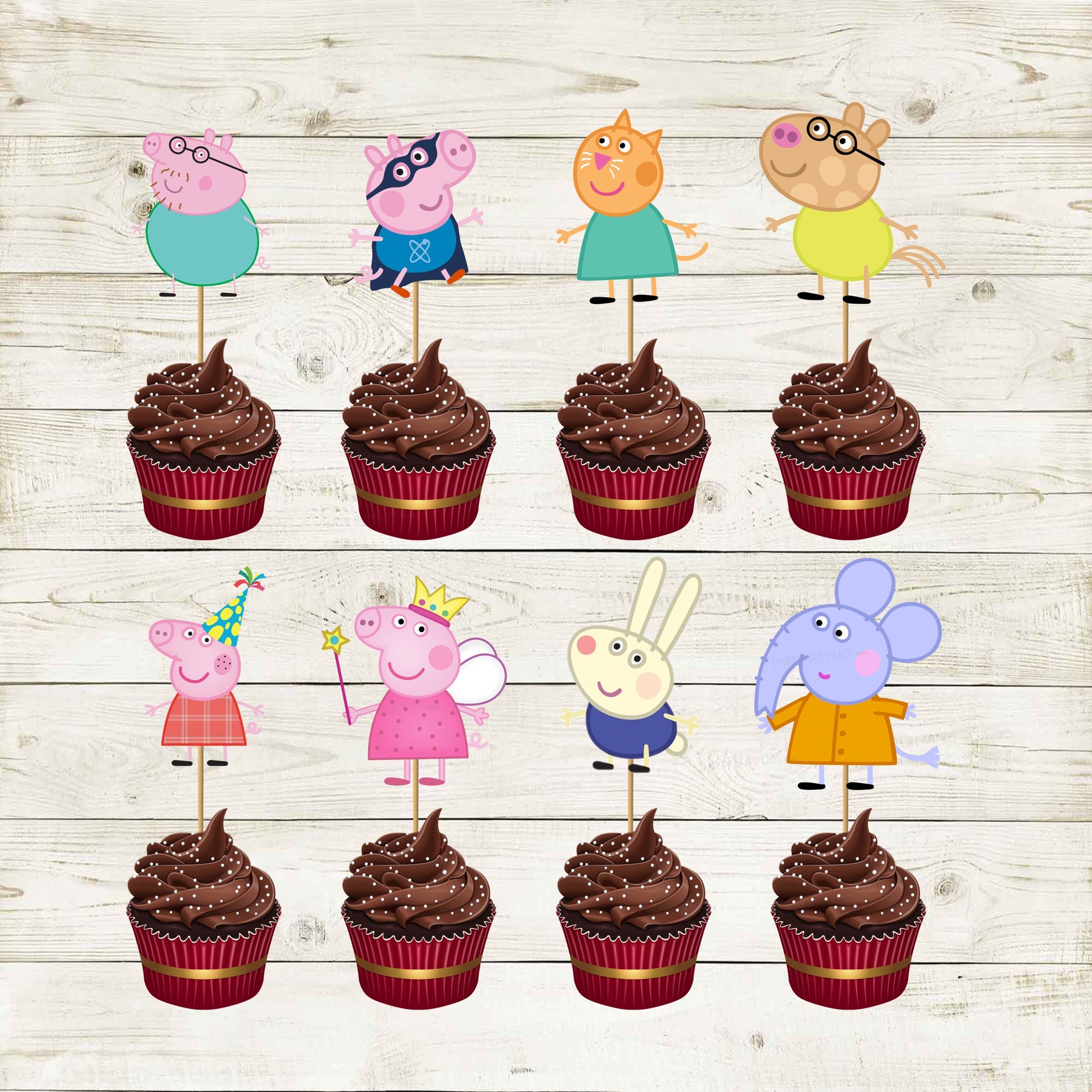 PSI Peppa Pig Theme Girl Cup Cake Topper