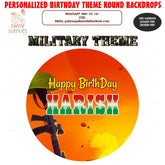 PSI Military Theme Personalized Roound Backdrop