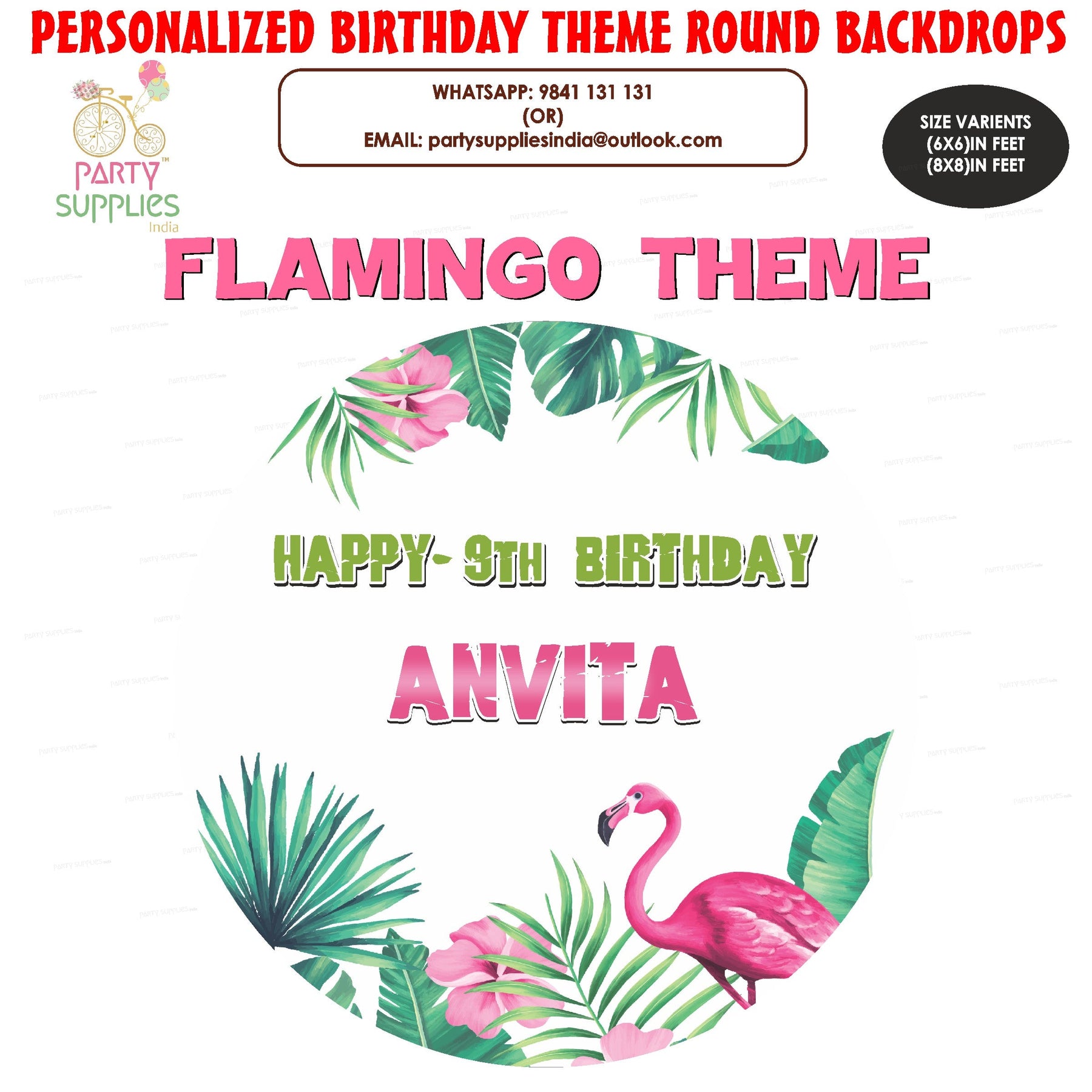 PSI Flamingo Theme Round Backdrop