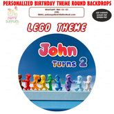 PSI Lego Theme Personalized Round Backdrop