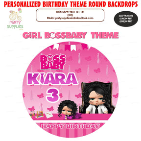 PSI Girl Boss Baby Theme Personalized Round Backdrop