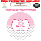 PSI Pink Elephant Theme Customized Round Backdrop