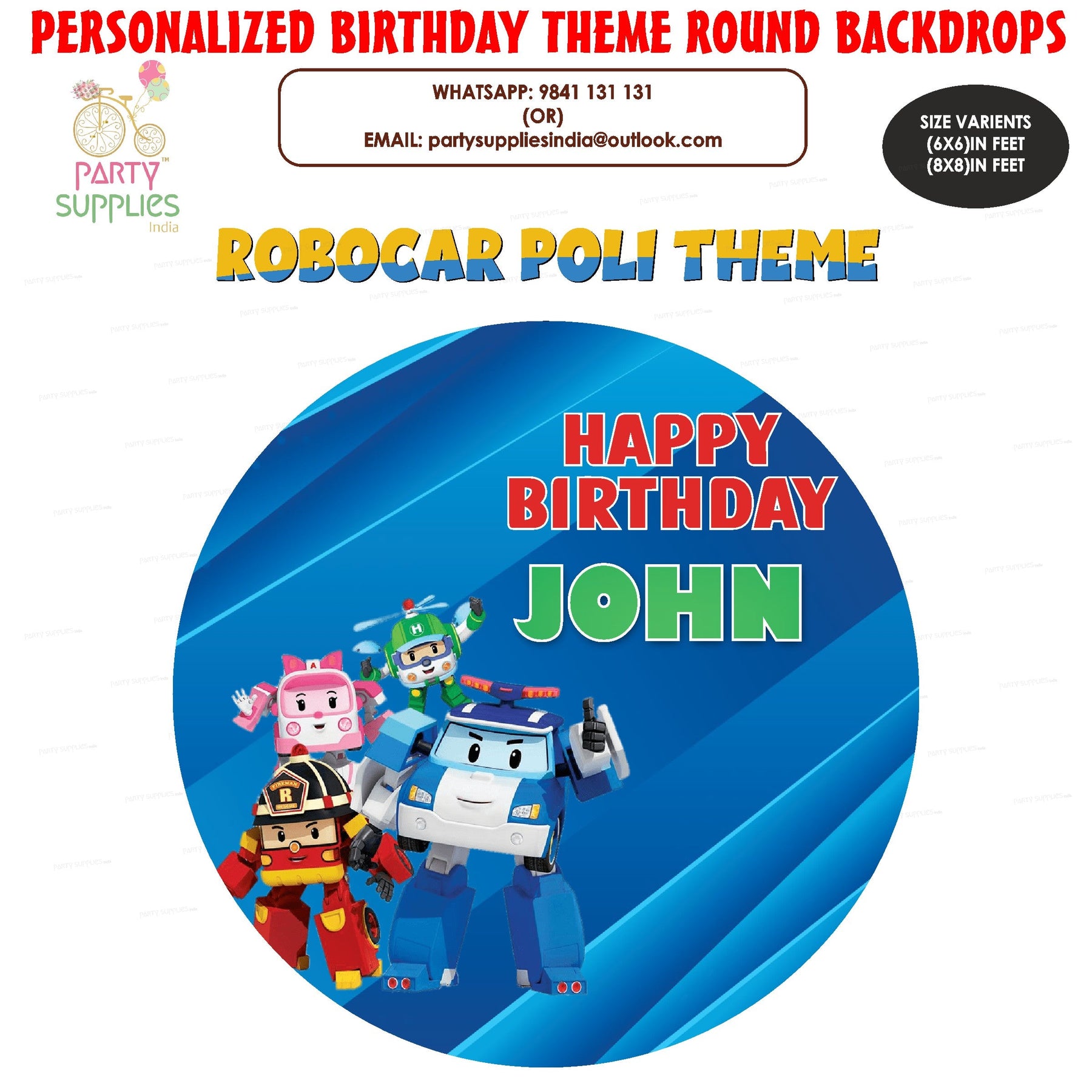 PSI Robo Poli Theme Customized Round Backdrop