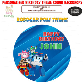 PSI Robo Poli Theme Customized Round Backdrop