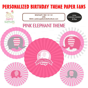 PSI Pink Elephant Theme Paper Fan