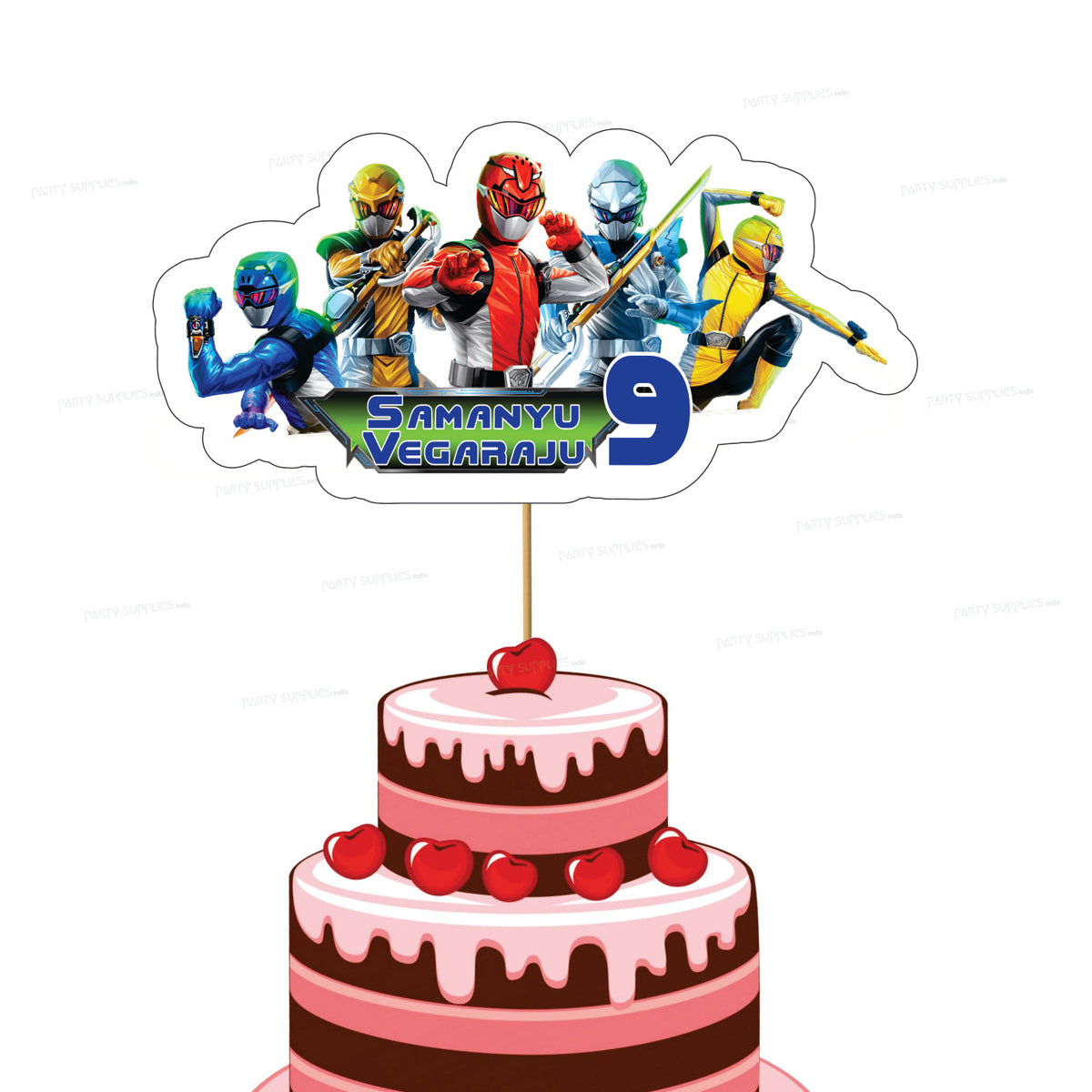 PSI Power Rangers Theme Customized Cake Topper