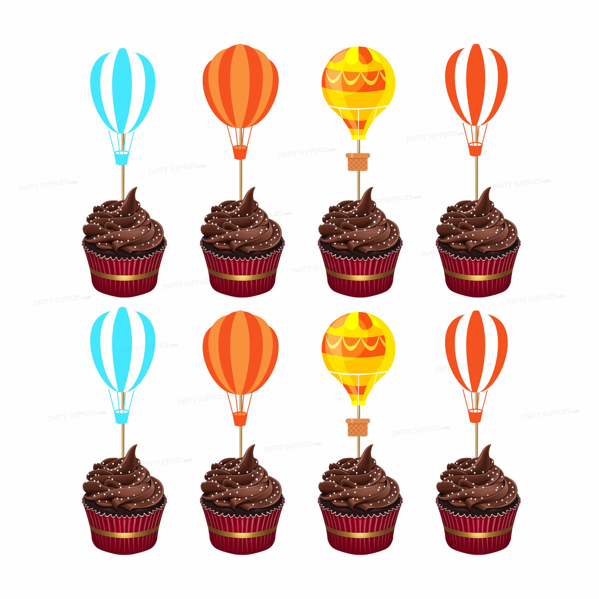 Hot Air Theme Girl Cup Cake Topper