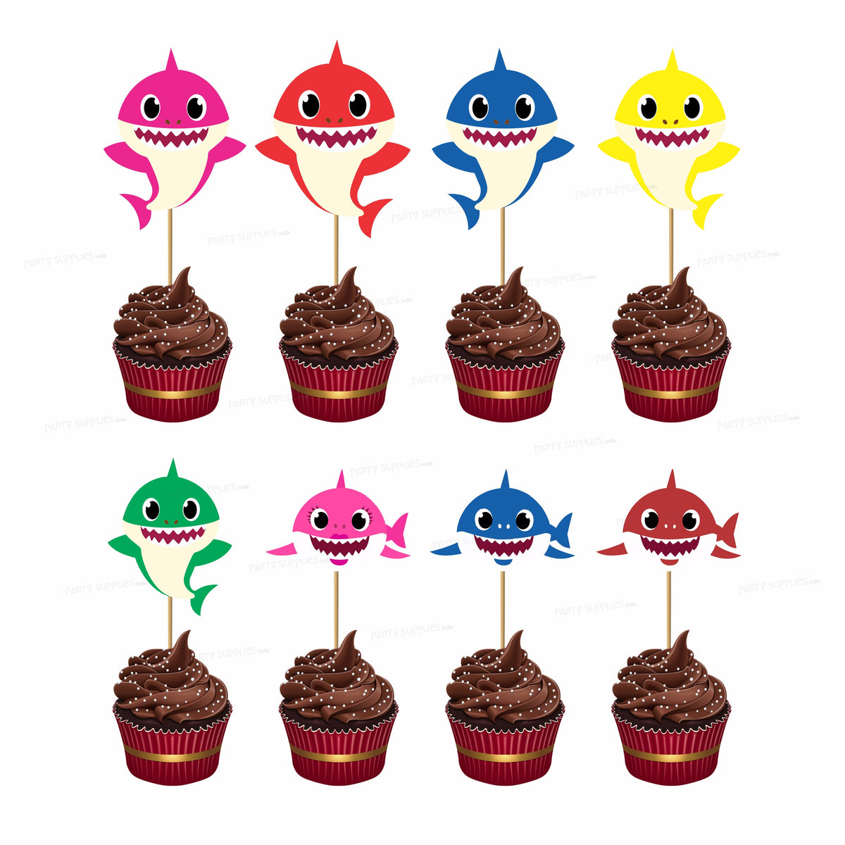 PSI Shark Theme Boy Customized Cup Cake Topper