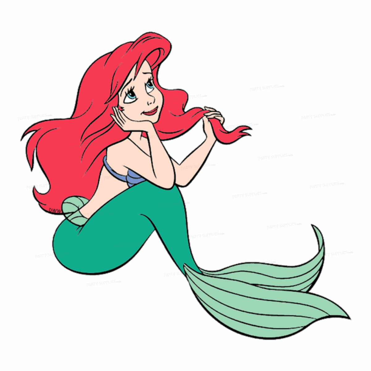 Mermaid Theme Semi-fish Girl Sitting Cutout