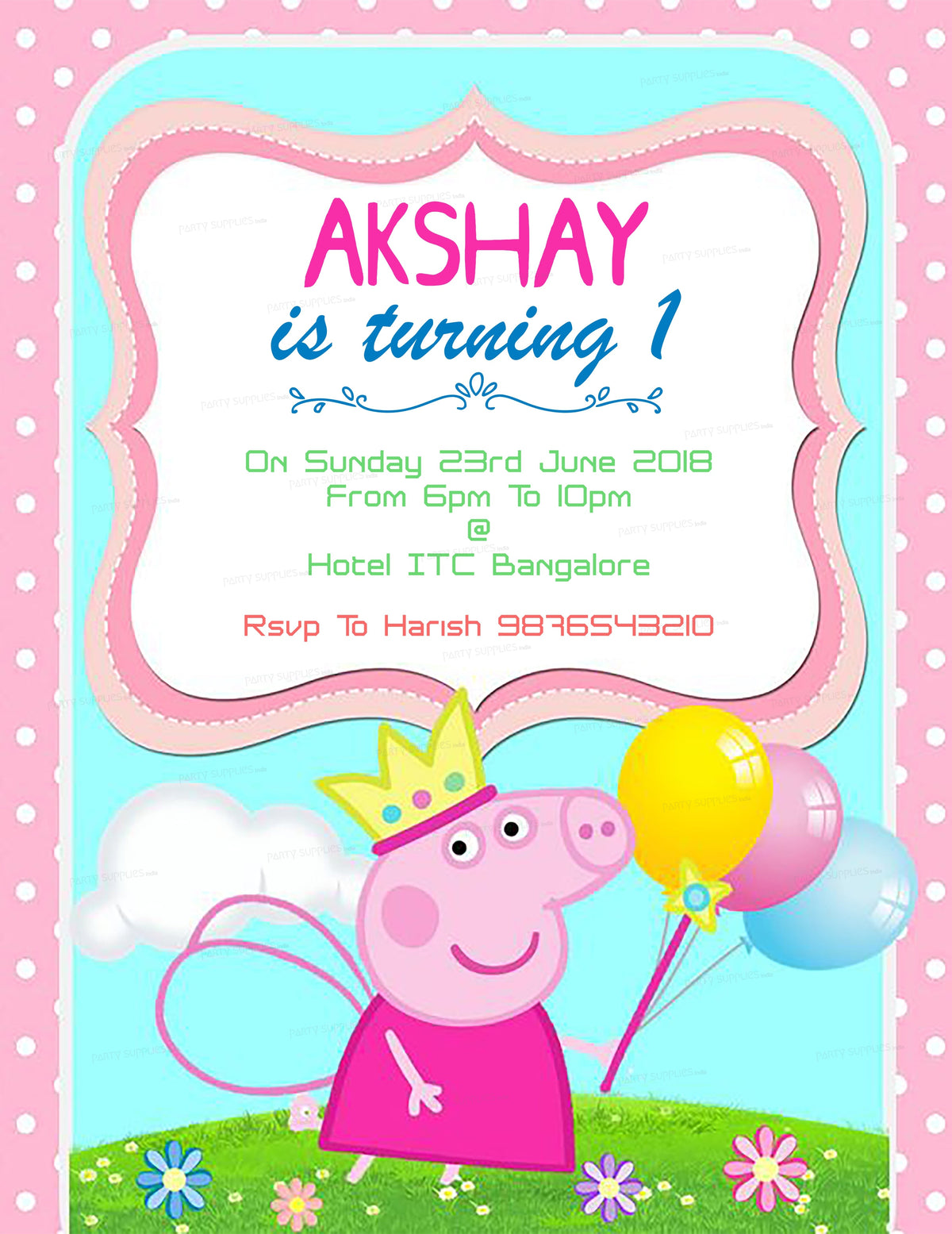 PSI Peppa Pig Theme Boy Customized Invite