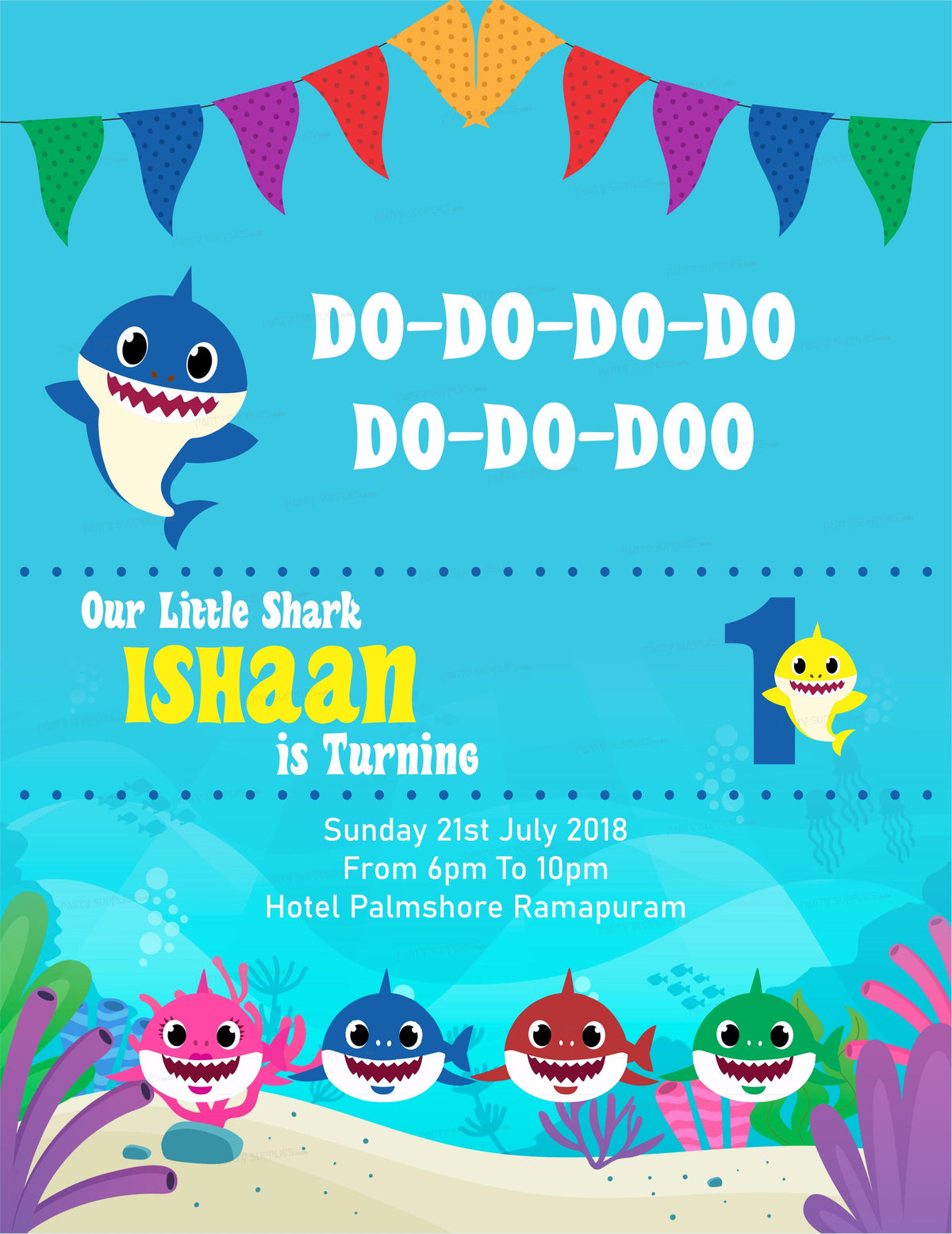 PSI Shark Theme Boy Customized Invite