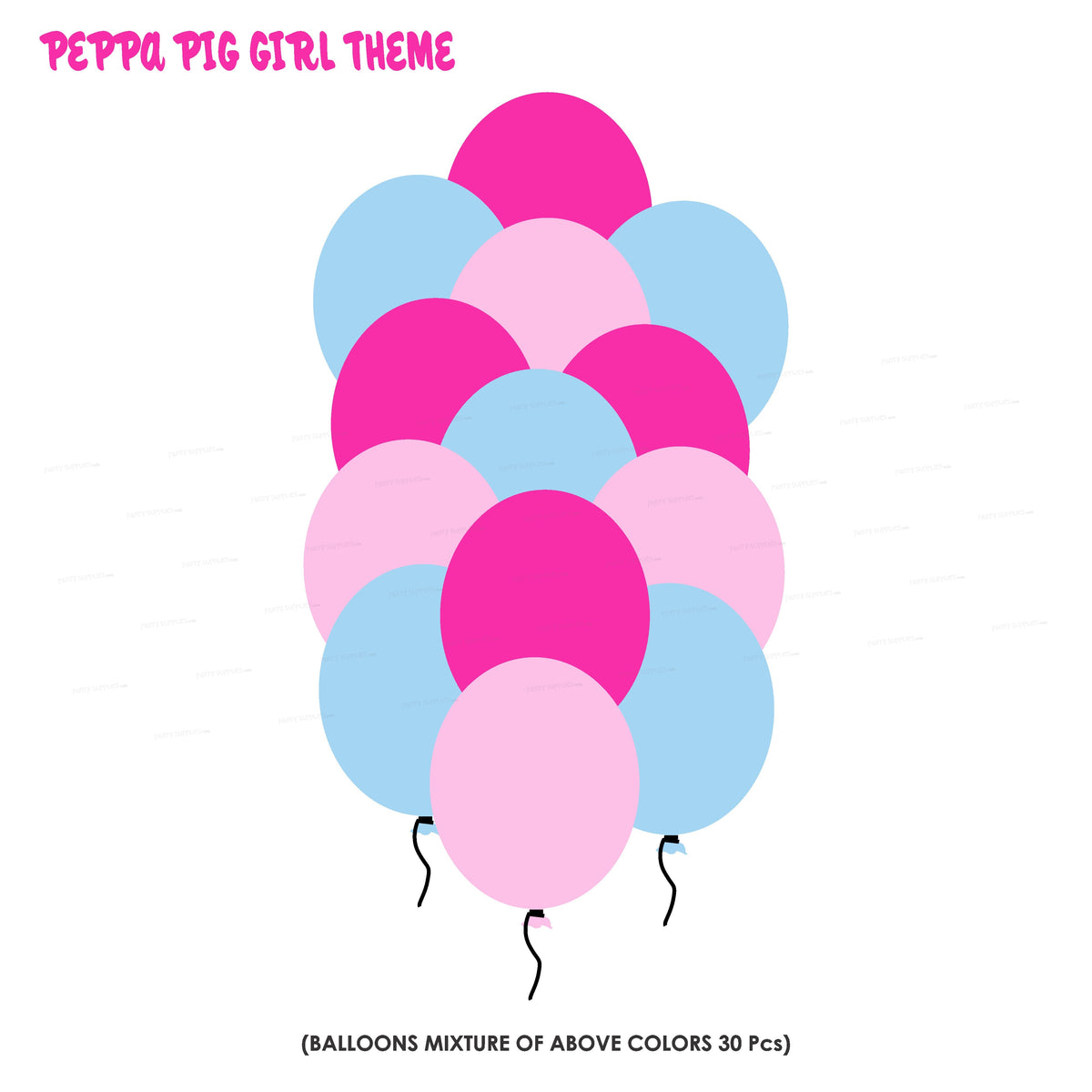 Peppa Pig Girl Theme Colour 30 Pcs Balloons