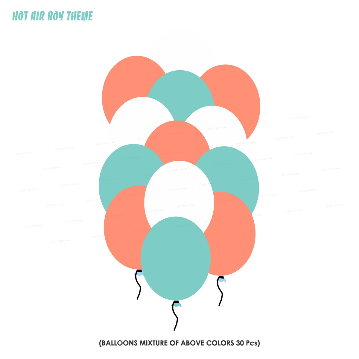 Hot Air Boy Theme Colour 30 Pcs Balloons