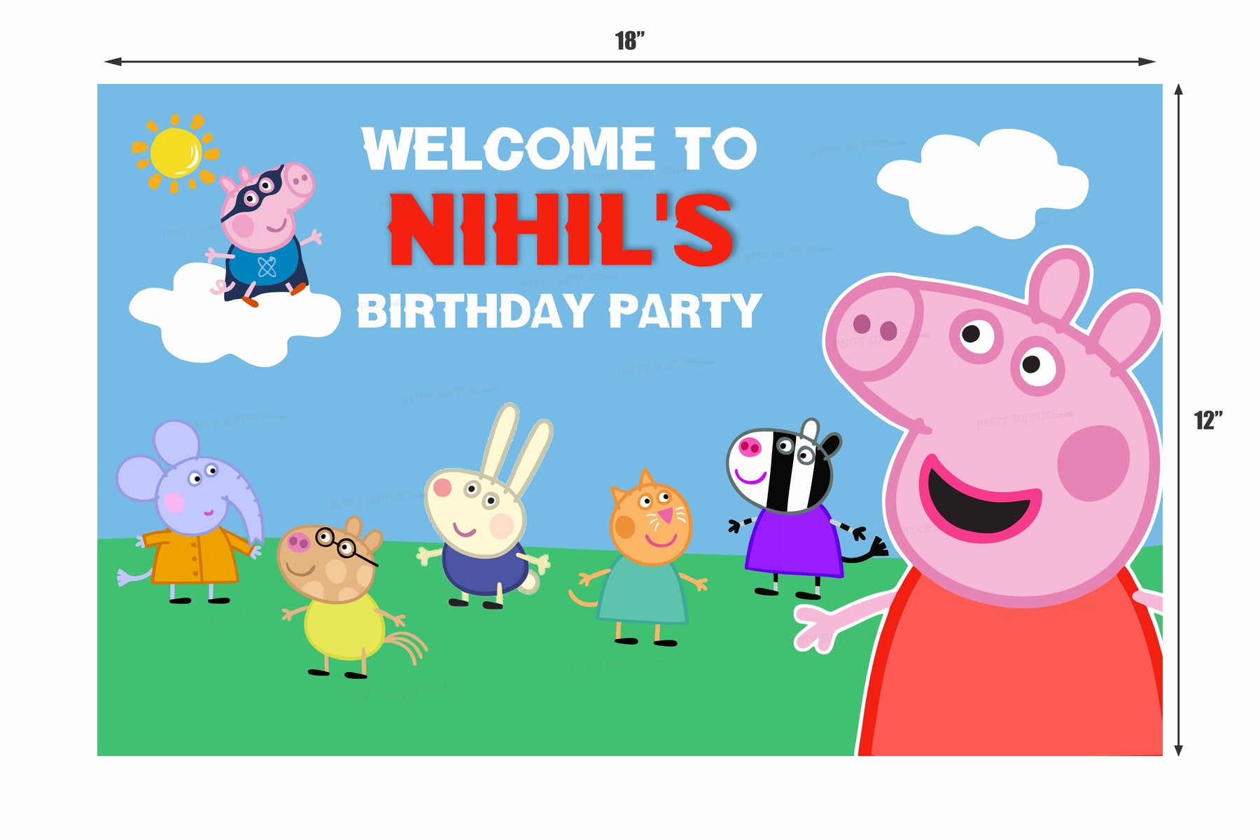 PSI Peppa Pig Theme Boy Personalized Welcome Board