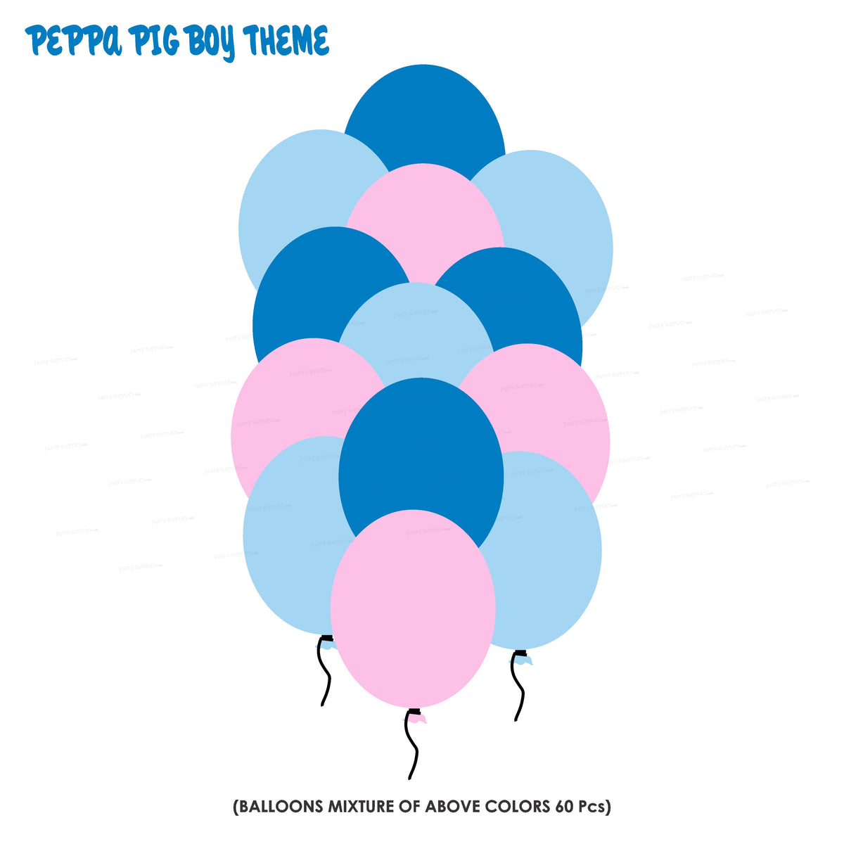 Peppa Pig Boy Theme Colour 60 Pcs Balloons