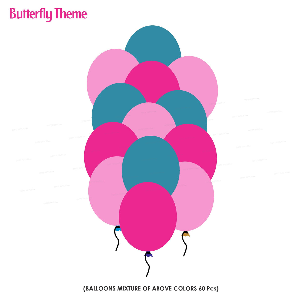 PSI Butterfly Theme Colour 60 Pcs. Balloons