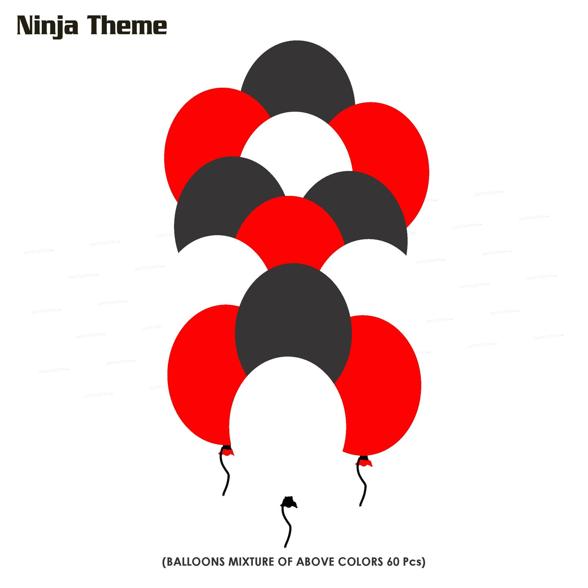 PSI Ninja Theme Colour 60 Pcs. Balloons