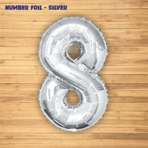 Number 8 Premium Silver Foil Balloon
