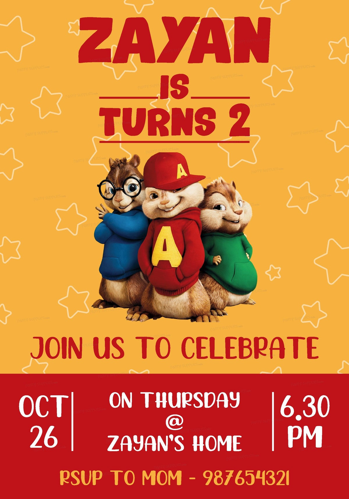 PSI Alvin and Chipmunks Theme Invite