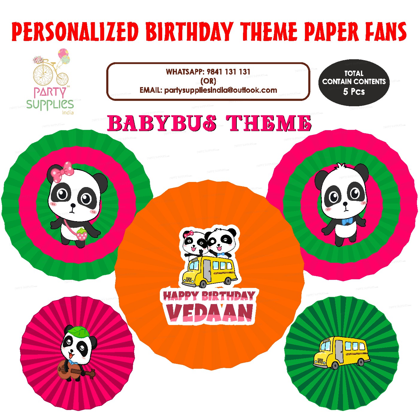 PSI Baby Bus Theme Paper Fan