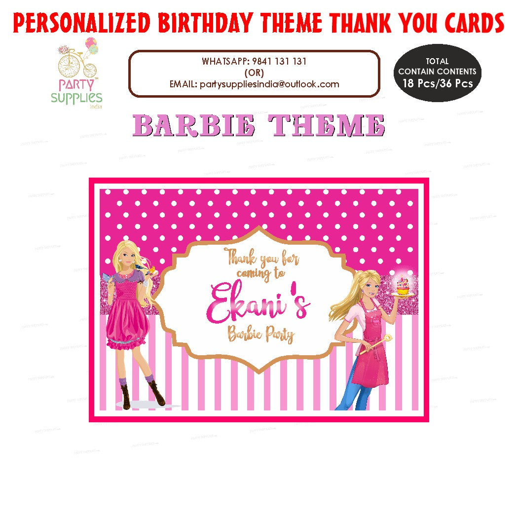 PSI Barbie Theme Thank You Card
