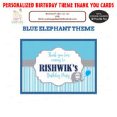 PSI Blue Elephant Theme Thank You Card