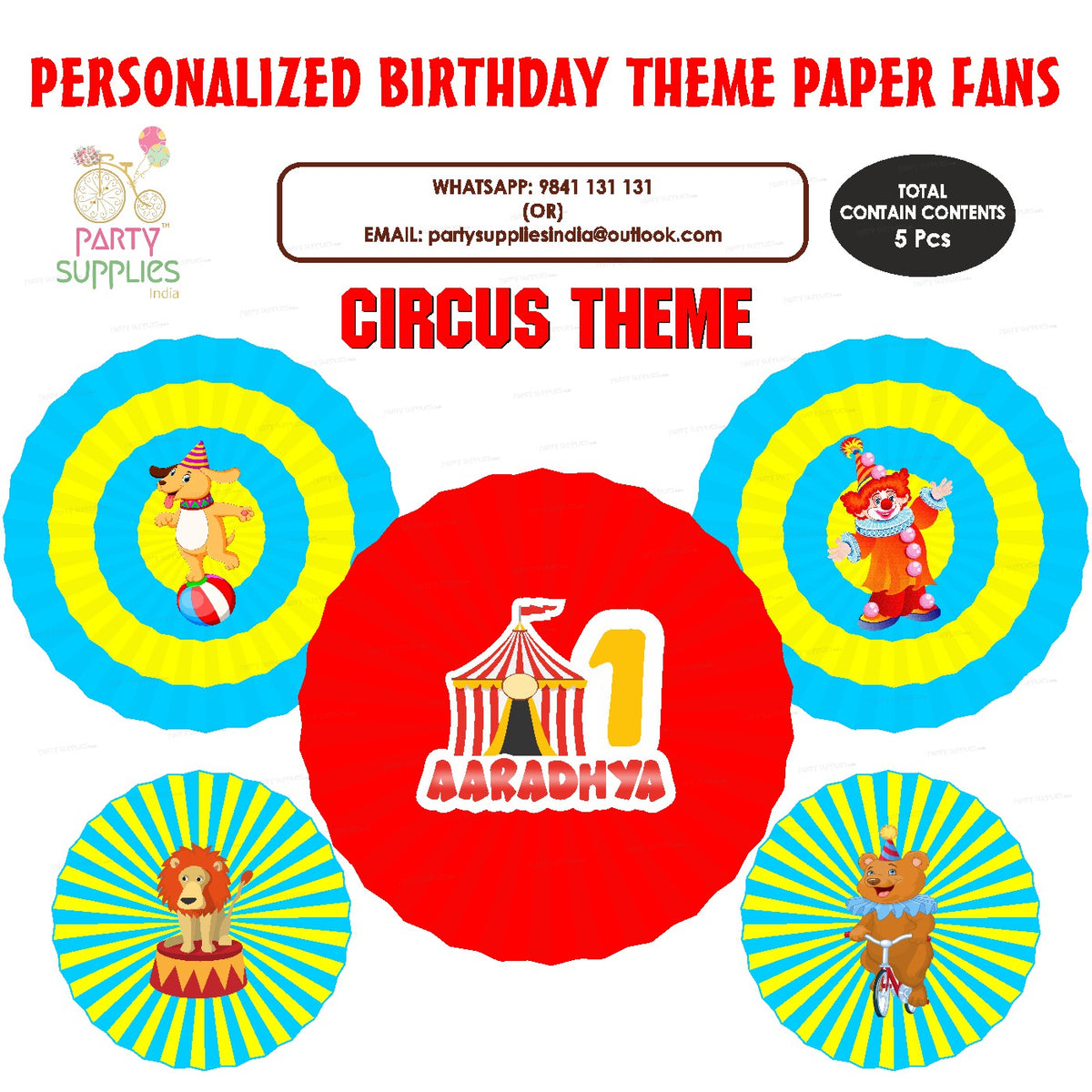 PSI Circus Theme Paper Fan