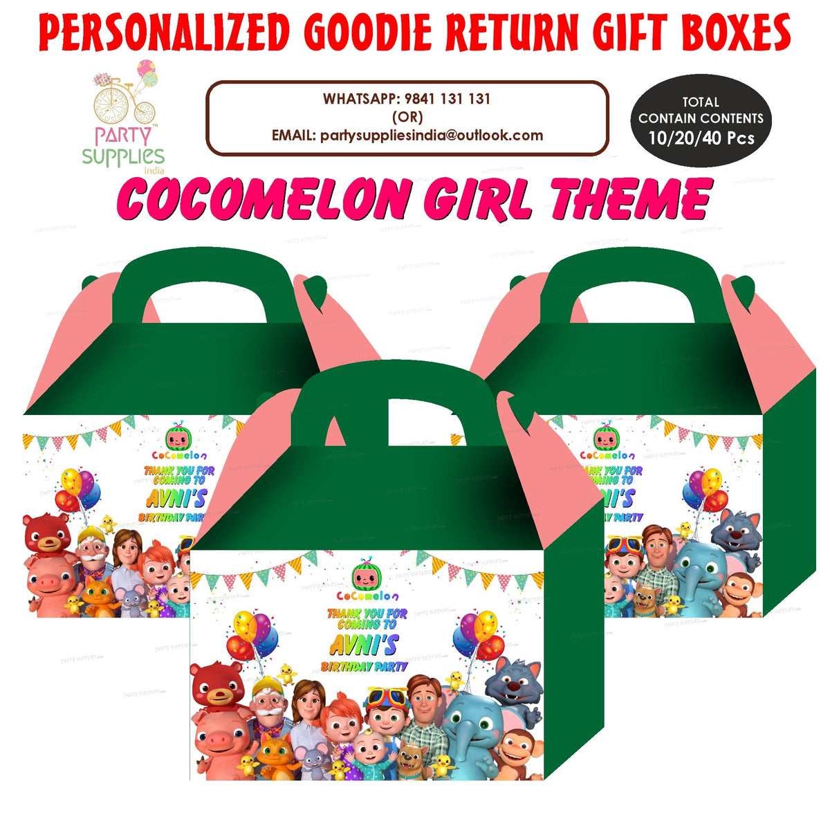 PSI Cocomelon Girl theme Goodie Return Gift Boxes