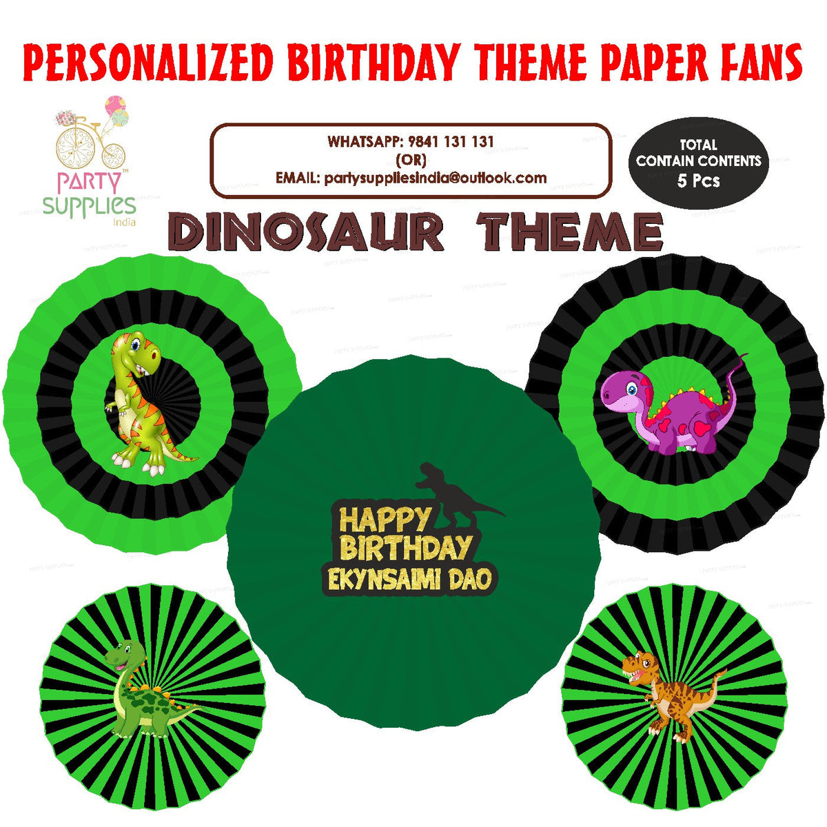 PSI Dinosaur Theme Paper Fan