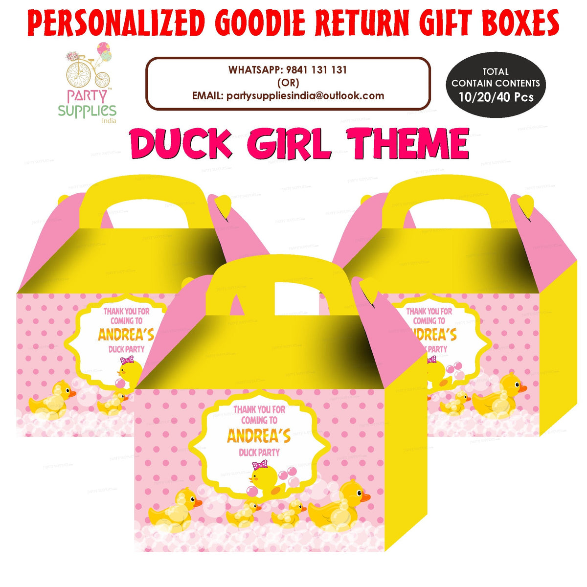 PSI Duck Girl theme Goodie Return Gift Boxes