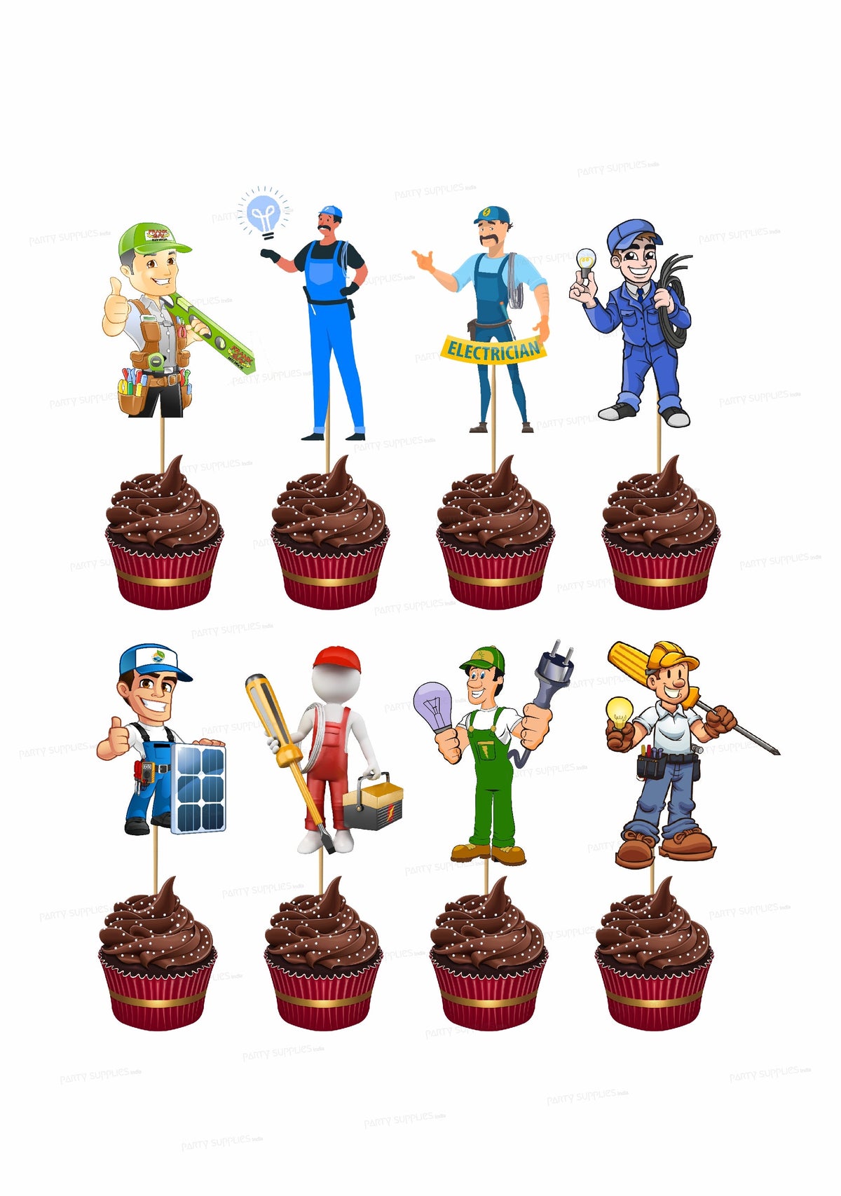 PSI  Electrician Theme Cup Cake Topper
