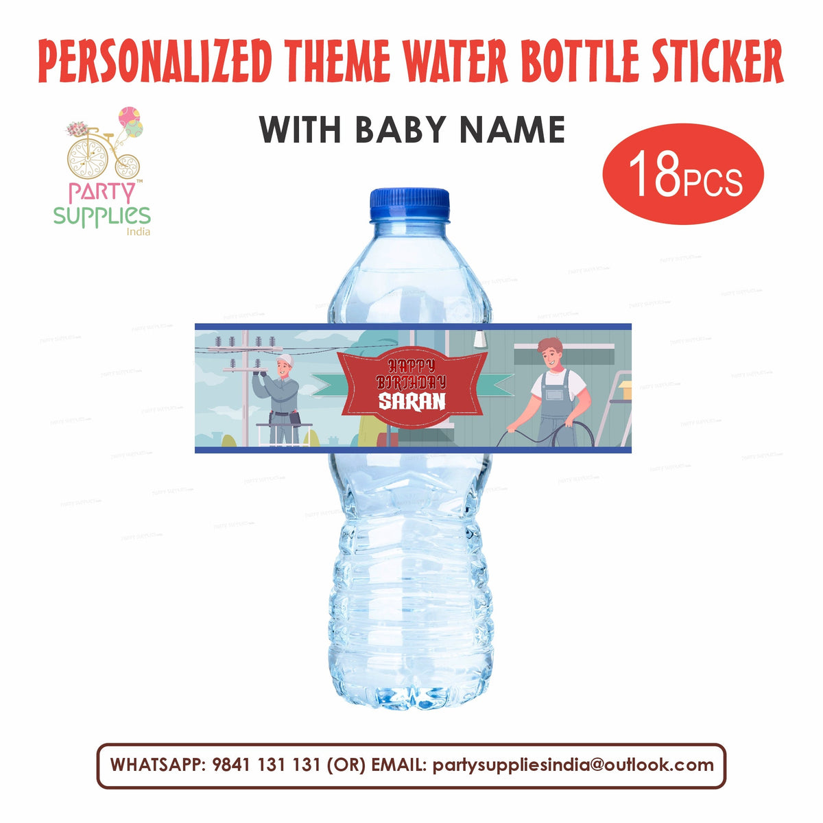 PSI Electrician  Theme Water Bottle Stickers