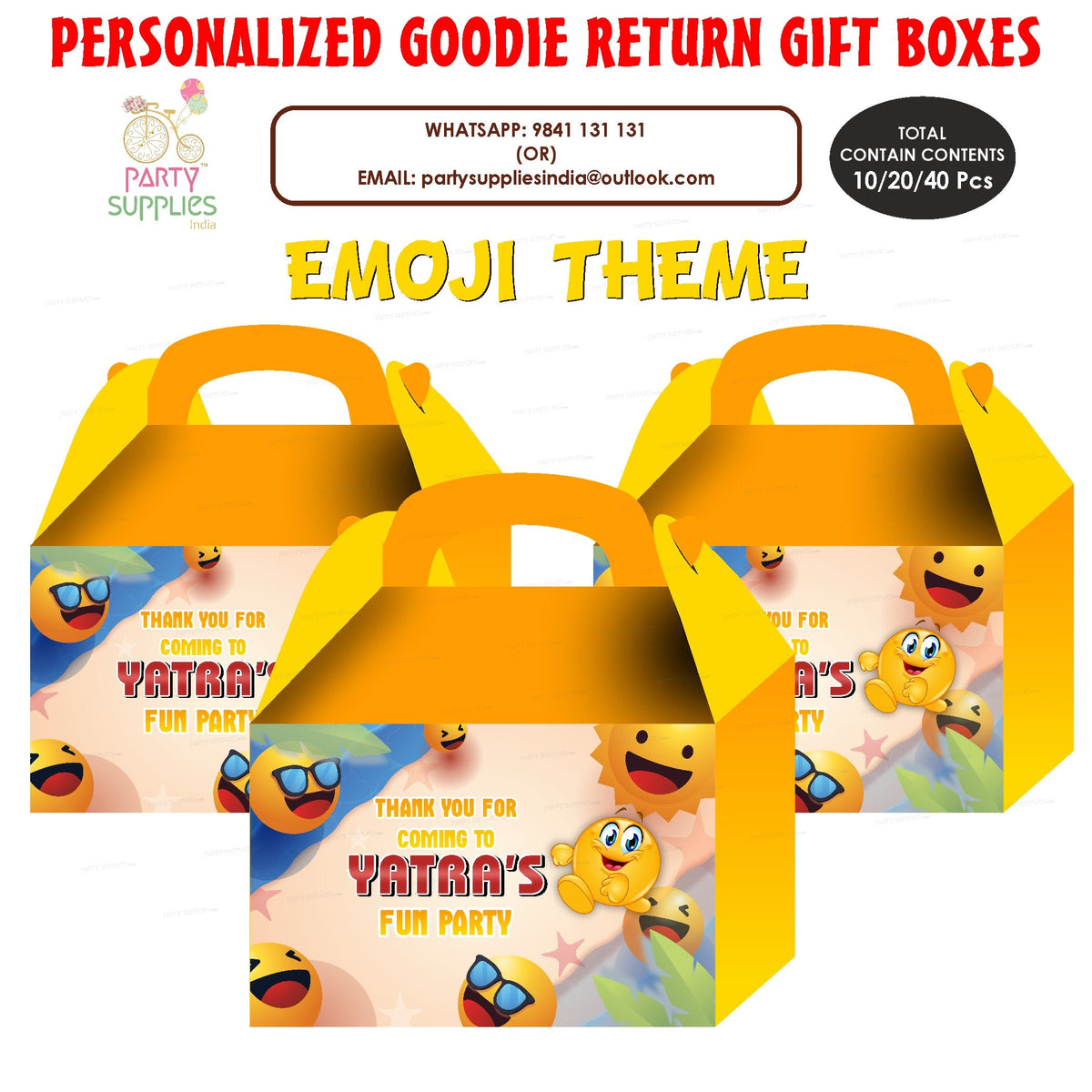 PSI Emoji theme Goodie Return Gift Boxes