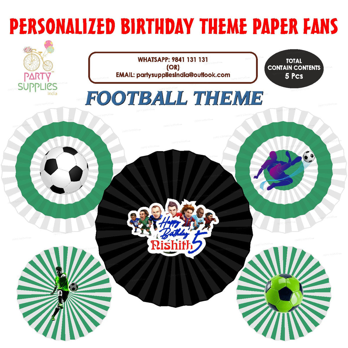 PSI Football Theme Paper Fan