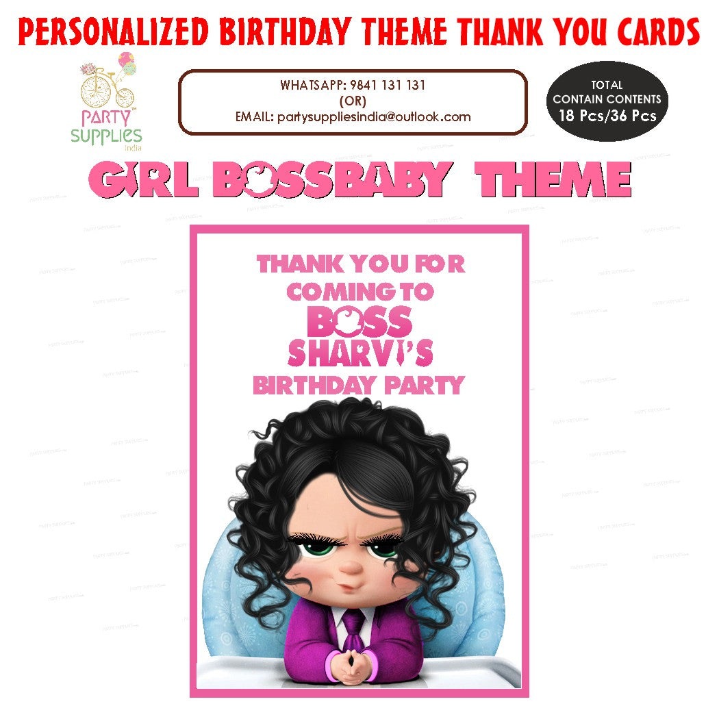 PSI Girl Boss Baby Theme Thank You Card