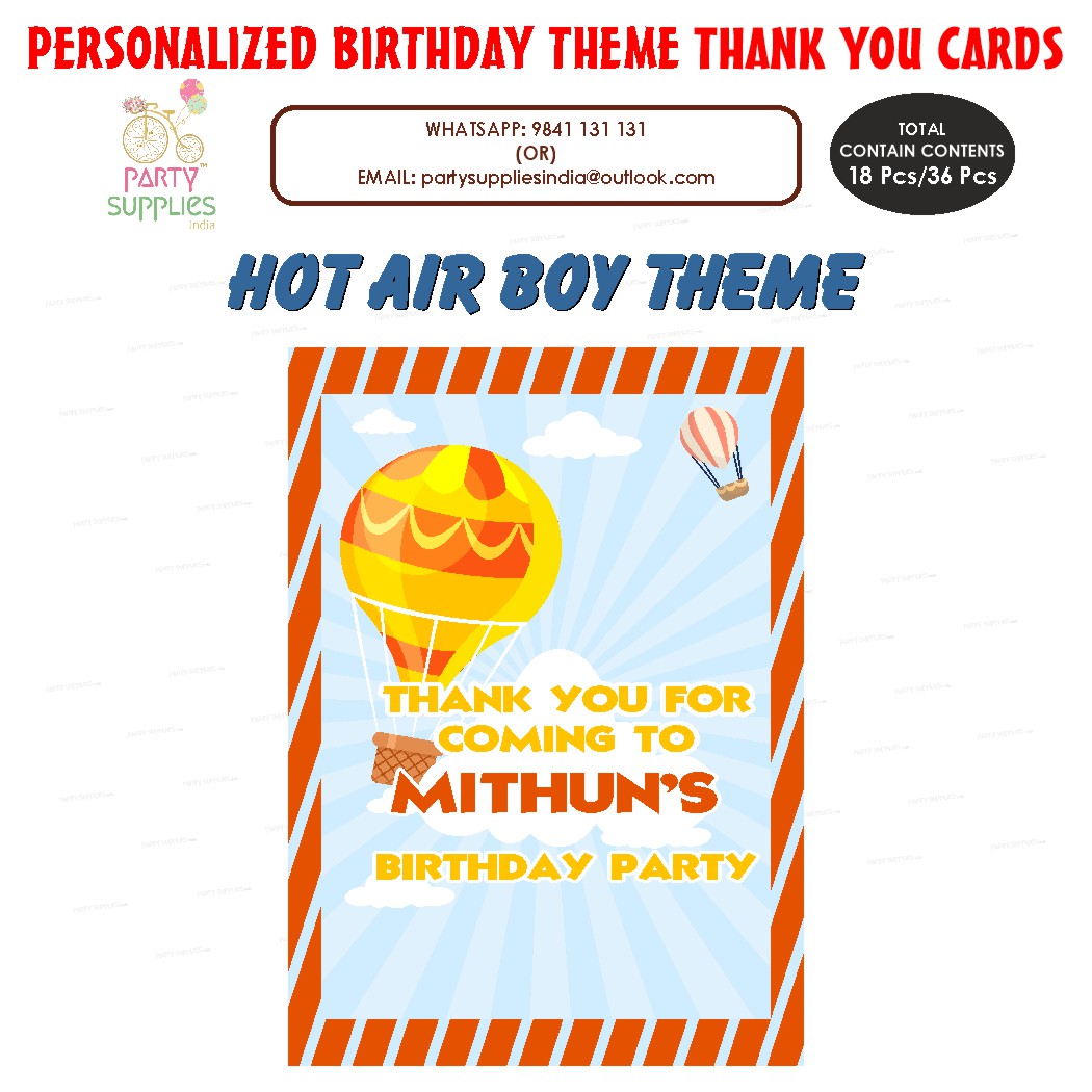 PSI Hot Air Theme Boy Thank You Card