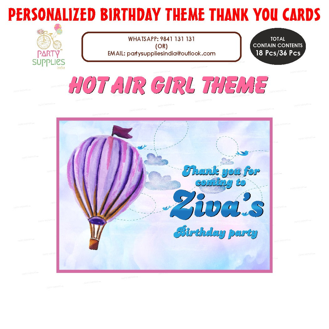 PSI Hot Air Theme Girl Thank You Card