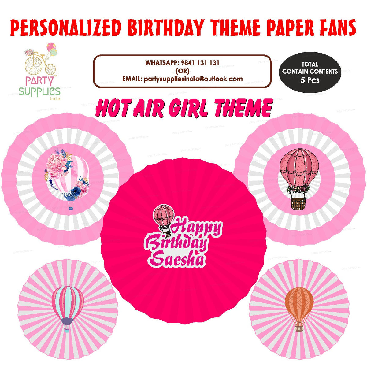 PSI Hot Air Girl Theme Paper Fan