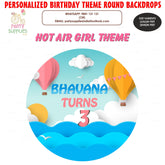 Hot Air Theme Girl Round  Backdrop