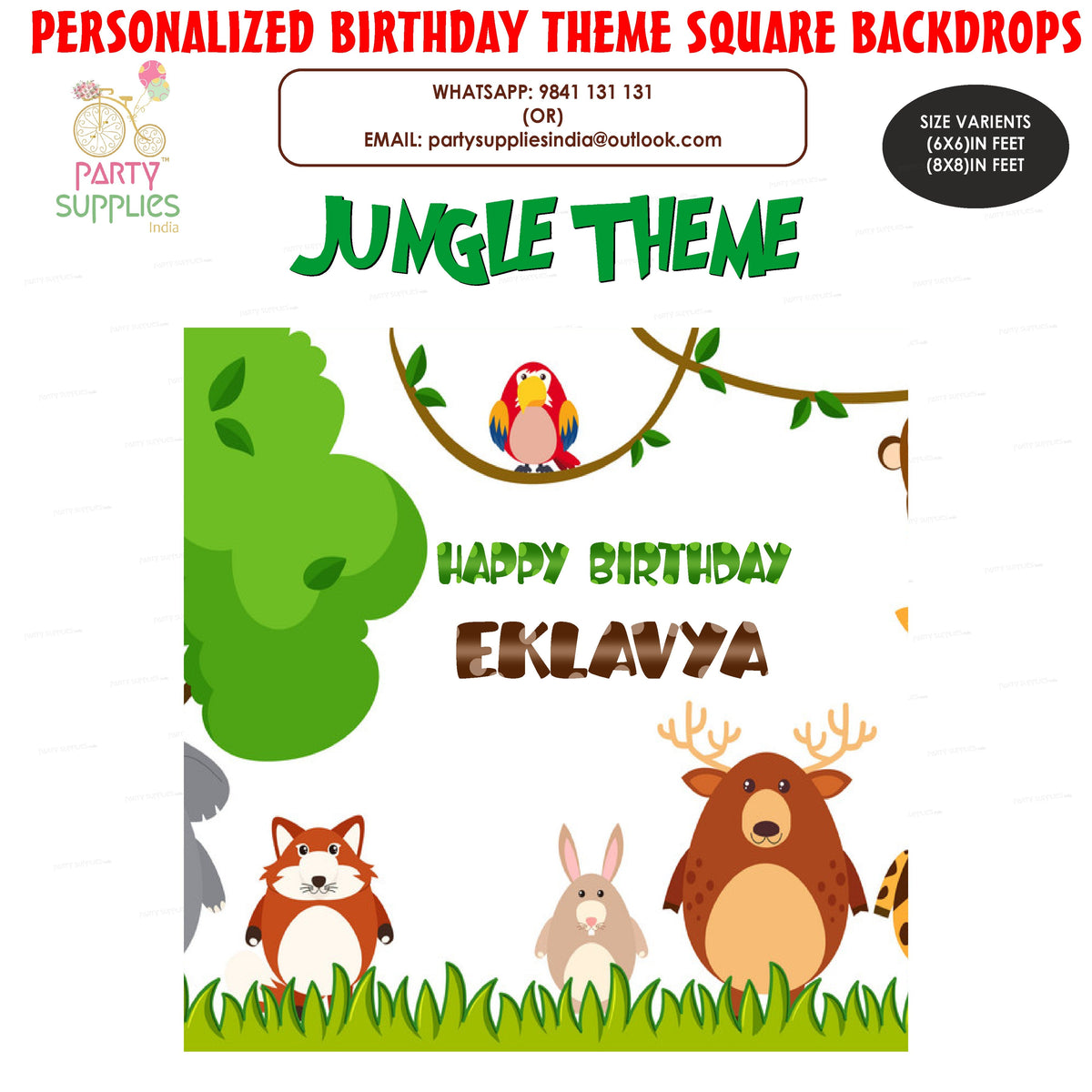 Jungle Theme Customized Square Backdrop