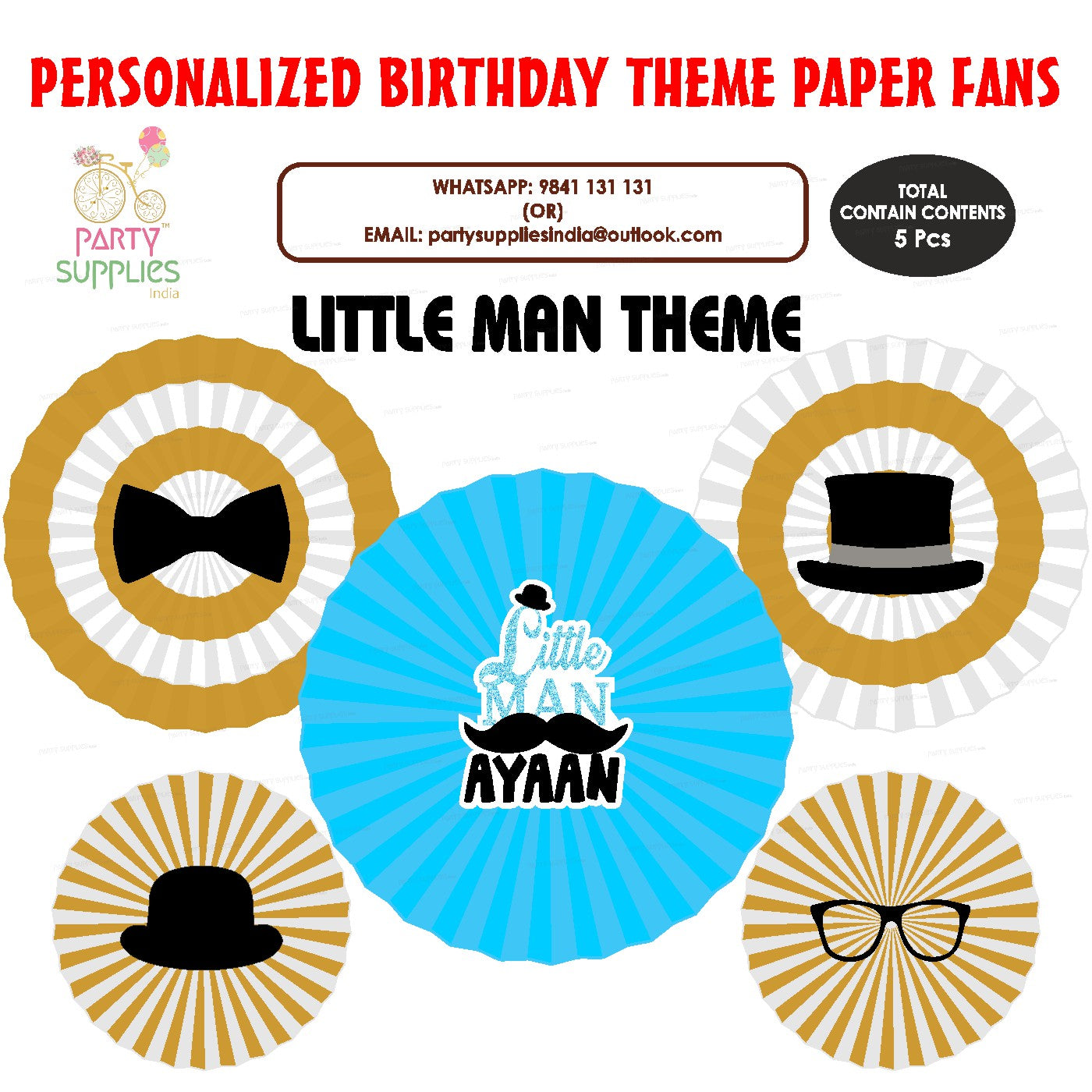 PSI Little Man Theme  Paper Fan
