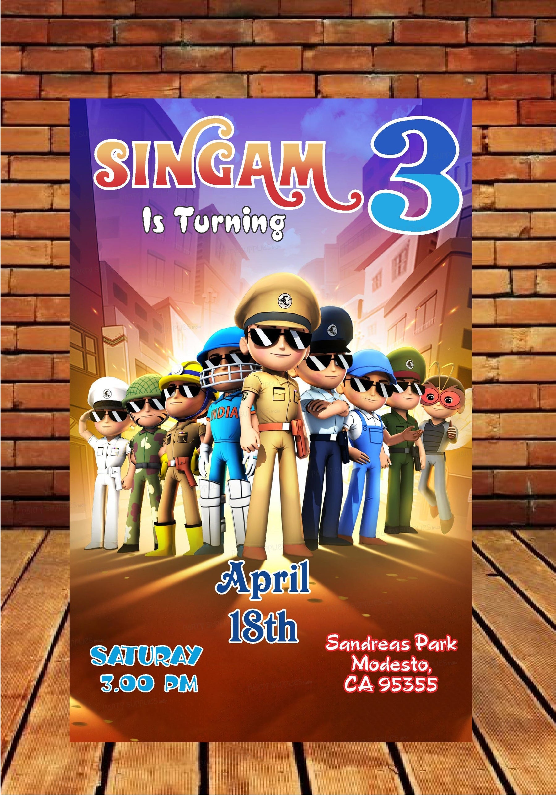 PSI   Little Singham Theme Invite
