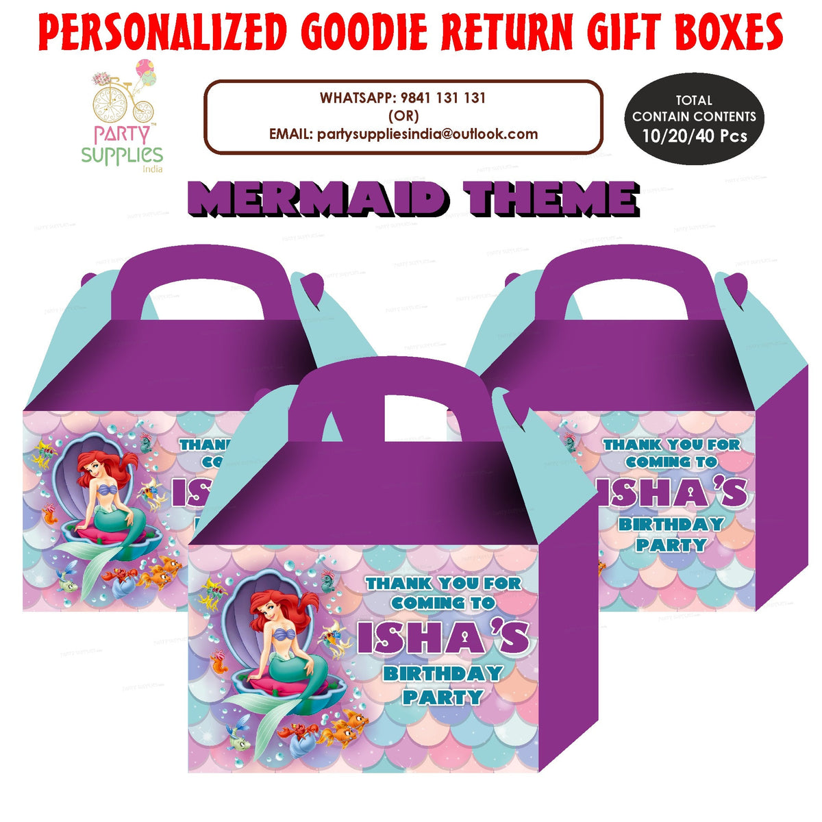PSI Mermaid Theme Goodie Return Gift Boxes