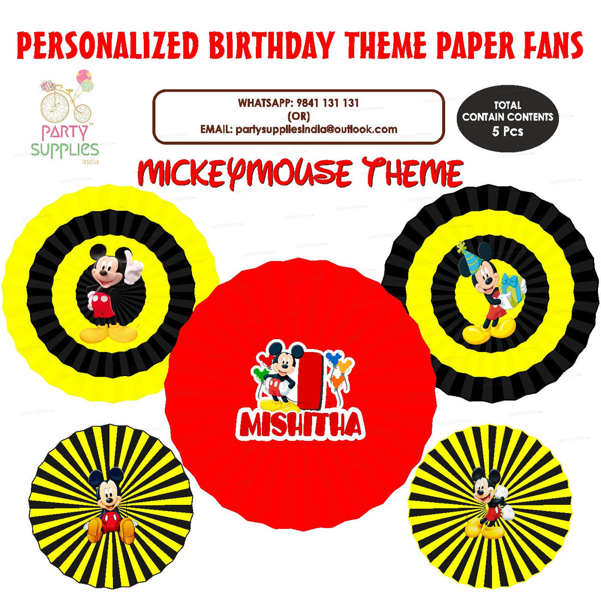 PSI Mickey Mouse Theme Paper Fan