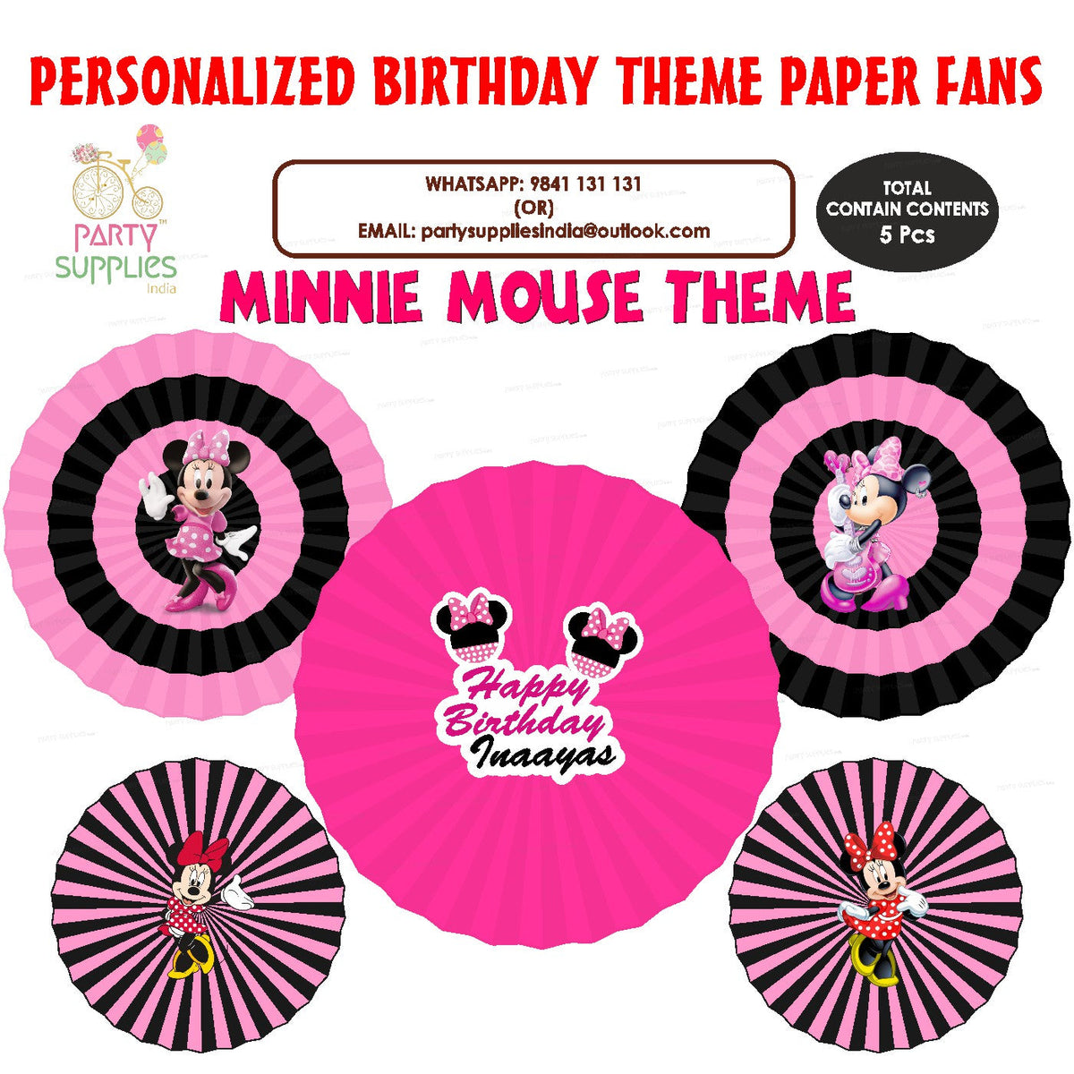 PSI Minnie Mouse Theme Paper Fan